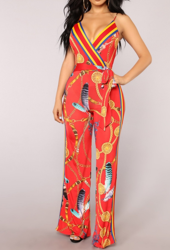 Red palazzo jumpsuit
